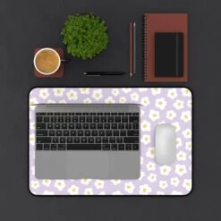 Floral Desk Mat - Lavender Daisy Flower Design For Home Office Decor -Little Loom Store 17898919569515782500 2048