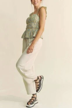 Davi & Dani Plaid Ruffled Strap Smocked Sleeveless Top -Little Loom Store 180f35332e4548a8a1780cffef67dd17 Max Origin