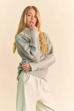Davi & Dani Cable-Knit Turtleneck Dropped Shoulder Sweater -Little Loom Store 1812b22c 796a 487c bda1 f131a56a8623 Max