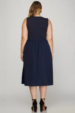 She + Sky Full Size Sleeveless Poplin Woven Midi Dress With Pockets Plus Size -Little Loom Store 18154dd9 226a 4159 940e 33e9f7389cea Max
