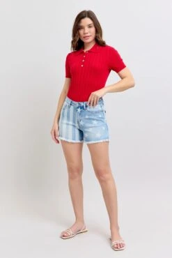 Judy Blue Full Size Mr Star & Stripe Bleach Discharge Fray Hem Denim Shorts Plus Size -Little Loom Store 1a344cc58d924d7ea23909f3aa48d084 Max Origin