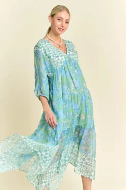 Davi & Dani Geo And Floral Print Mixed Tiered Dress -Little Loom Store 1ad04c9b34954bae9e5a9b471eae1aae Max Origin