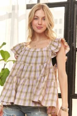 ADORA Ruffled Square Neck Cap Sleeve Babydoll Blouse -Little Loom Store 1bcbd66b 4ca7 4199 94d8 1f69f92df295 Max