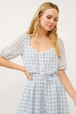 And The Why Puff Sleeve Ruched Button Front Gingham Dress -Little Loom Store 1cfdd3f9344c4517bea054671c00cb3e Max Origin
