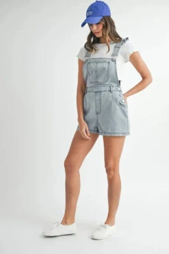 MABLE Square Neck Ruffle Shoulder Denim Overall Romper -Little Loom Store 1cfe976204b8410cbff02ce5cc687b0a Max Origin