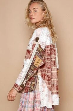 POL Crochet Plaid Patchwork Button Up Shirt -Little Loom Store 1de68f32 ae15 4002 b8fd 9e4b49799a9d Max