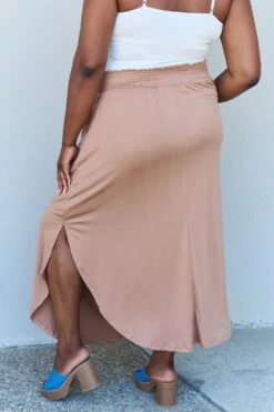 Full Size High Waist Scoop Hem Maxi Skirt In Tan -Little Loom Store 1de764bb5cbe488bab7ec9f10f710aee Max