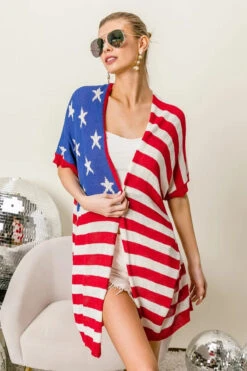 BiBi American Flag Low Gauge Knit Cardigan -Little Loom Store 1e2213fc45fd48699bc04b7b90d09f2a Max Origin