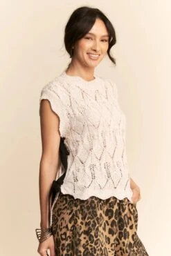 Davi & Dani Ribbon Bow Ties Scalloped Trim Knit Semi Crop Top -Little Loom Store 1e47d6ec8ca249cc829ab76268909316 Max Origin