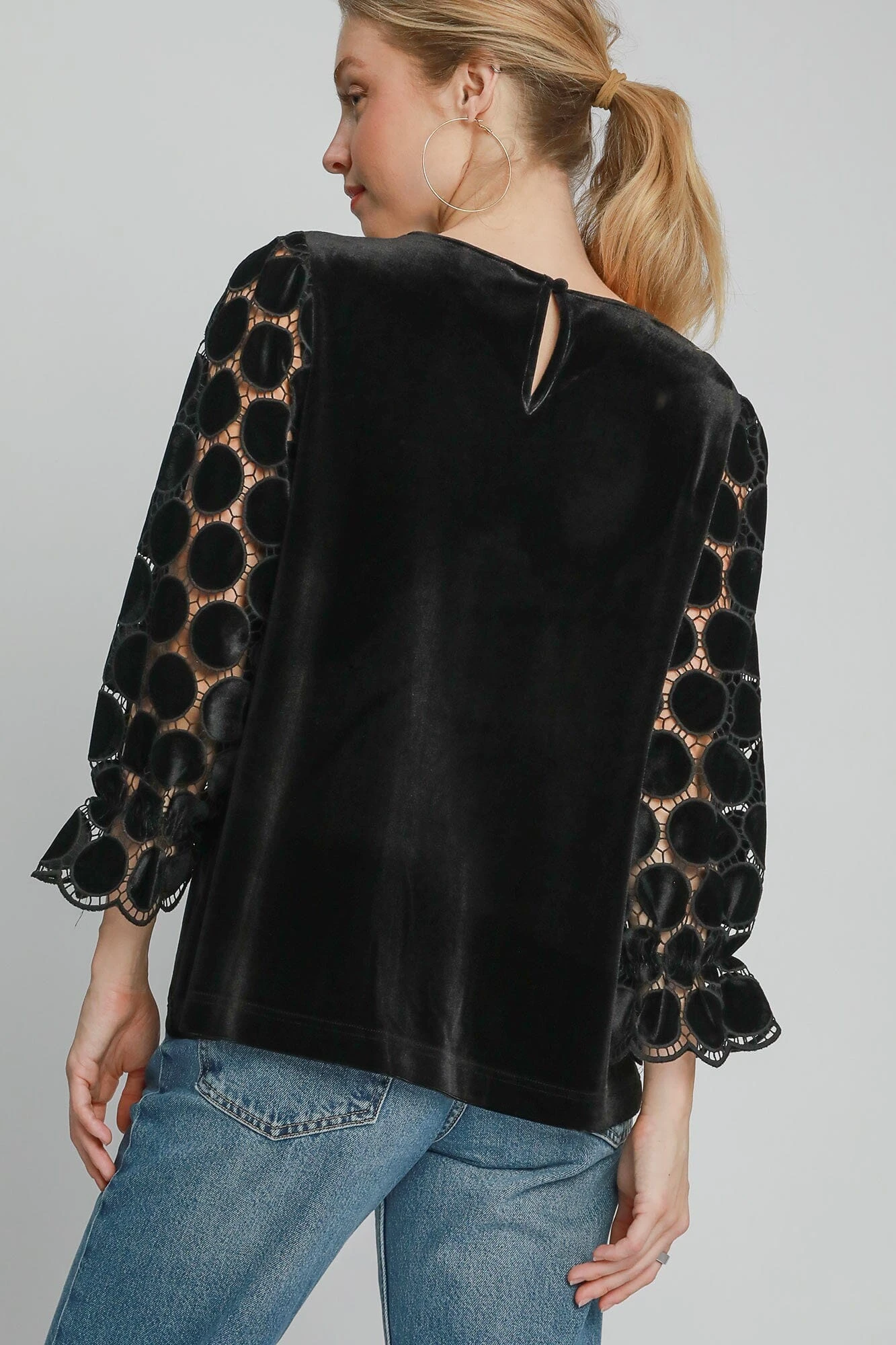 Umgee Polka Dot Lace Long Sleeve Round Neck Blouse 4 Umgee Polka Dot Lace Long Sleeve Round Neck Blouse - Image 2