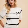 Annie Wear Striped Bow Round Neck Knit Top 1 Annie Wear Striped Bow Round Neck Knit Top -Little Loom Store 1e9058cd 6410 4176 9b09 ca639d06861b Min