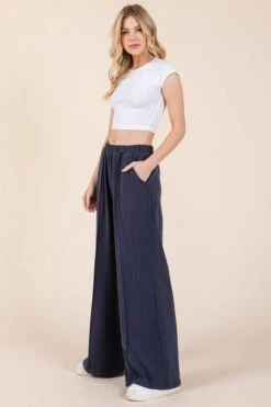 BOMBOM Elastic Waist Wide Leg Pants With Pockets -Little Loom Store 1f624ce6 bd05 42cd bca2 8a92f3db9a11 Max