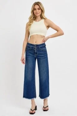 RISEN Raw Hem Wide Leg Attached Buckle Jeans -Little Loom Store 1fa4446b f607 492f 9431 329dd8708d5f Min