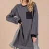 Ces Femme Striped Patchwork Round Neck Terry Sweatshirt Dress -Little Loom Store 1fc801e6 c020 4ac2 9a6d 9981464f6691 Min