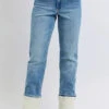 Judy Blue Full Size High Waist Shearling Cuff Straight Plus Size