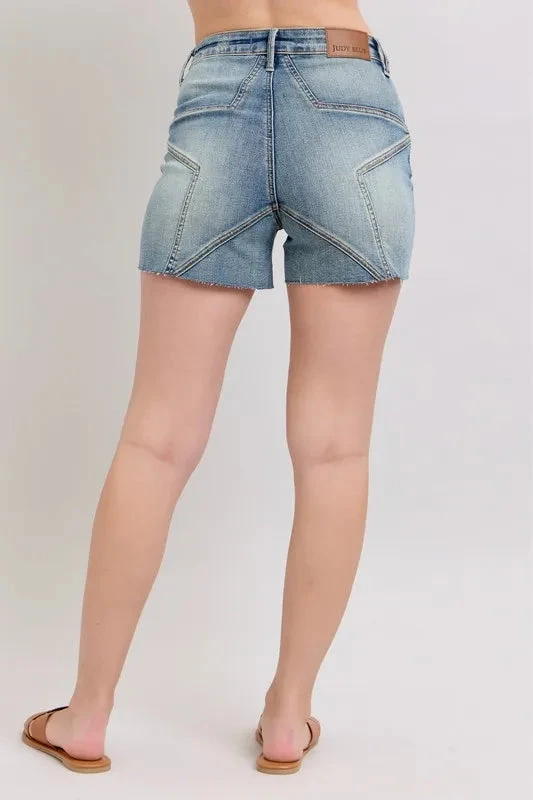 Judy Blue High Waist Star Seam Detail Denim Shorts 5 Judy Blue High Waist Star Seam Detail Denim Shorts - Image 3