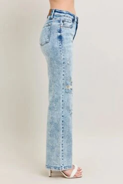 Judy Blue Full Size Hw Mineral Wash Destroy 90's Straight Jeans Plus Size -Little Loom Store 217848e23ac6472189e1f7dae27cfb2c Max Origin