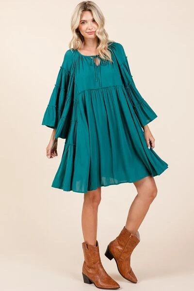 Mittoshop Frill Tie Neck Bell Sleeve Dress 7 Mittoshop Frill Tie Neck Bell Sleeve Dress - Image 5