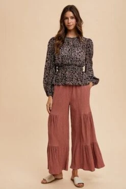 Annie Wear Abstract Print Balloon Sleeve Peplum Blouse -Little Loom Store 23503b7f 8426 494e bbd3 8d06cec043a4 Min