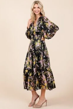 Mittoshop Flower Print Satin Lurex Stripe Smocked Midi Dress -Little Loom Store 23d85629 c481 4cb2 9909 bc013c922ca3 Min