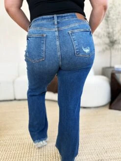 Judy Blue Full Size Mid Rise Distressed Raw Hem Jeans -Little Loom Store 2419acf6 dc33 4228 a76c acbe5cb91a5f Max