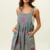 BiBi Star Rhinestone Washed Wide Leg Shortalls -Little Loom Store 24697b4548304e2785c735257223d56e Max Origin