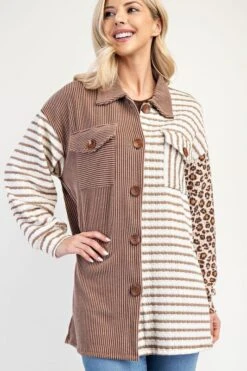 Celeste Full Size Leopard Contrast Button Up Shacket -Little Loom Store 246f49b3 82bd 4fa0 b1f0 7eafca5a5fec Max