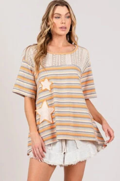 SAGE+FIG Accent Striped With Star Applique T-Shirt -Little Loom Store 24e8c0ced483443caf7f7581590374b9 Max Origin