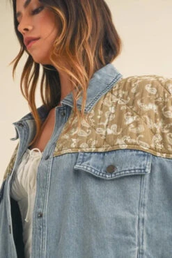 MABLE Quilted Paisley Print Contrast Denim Jacket -Little Loom Store 251ae6e990774740be6c7c0c92880656 Max Origin