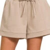 Zenana Textured Knit Jacquard Drawstring Shorts