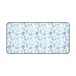 Floral Desk Mat - Elegant Blue Floral Design For Home Office Decor -Little Loom Store 2677287740283430703 2048