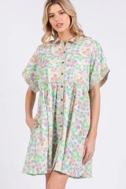 SAGE+FIG Floral Babydoll Short Sleeves Dress -Little Loom Store 2756218f 432a 4758 8462 ded892196192 Min