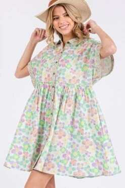 SAGE+FIG Floral Babydoll Short Sleeves Dress -Little Loom Store 2760e27d 52df 4feb b837 f71f540bed33 Min