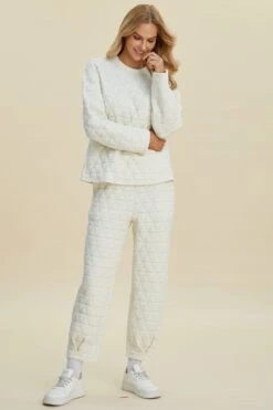 Double Take Full Size Texture Round Neck Long Sleeve Top And Pants Set -Little Loom Store 276b7052 cecb 49e2 956d 6e6fe7654291 Max