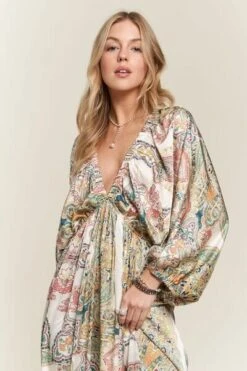 ADORA Printed V-Neck Batwing Sleeve Dress -Little Loom Store 28143c1b 4b2e 489d bafa 522ce79b3a1e Min