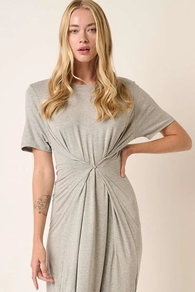 Mittoshop Side Slit Round Neck Short Sleeve Dress 3 Mittoshop Side Slit Round Neck Short Sleeve Dress