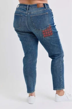 Judy Blue Full Size HW Plaid Patch Slim Fit Jeans Plus Size -Little Loom Store 28fa4edb 678f 4740 b636 ef133ba68ea6 Max Origin