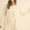 MABLE Round Neck Long Sleeve Sweater Romper