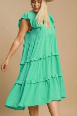 Umgee Full Size Ruffle Tiered Cap Sleeve Midi Dress Plus Size -Little Loom Store 2ab7a43a 4b0a 4ef2 950a 81741235130d Min