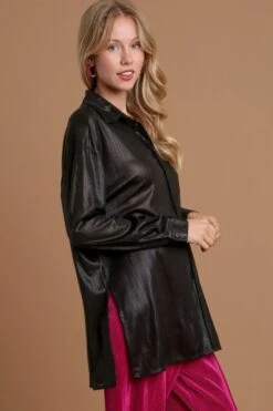 Umgee Side Slit Button Up Long Sleeve Shirt -Little Loom Store 2ac80fb2 0c8c 42f3 ad66 4399b44d08a2 Max