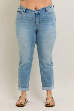 Judy Blue Full Size V-Front Cuff Boyfriend Jeans Plus Size -Little Loom Store 2b2f37aa 56ad 4f33 8707 6aa73029d9e6 Max Origin