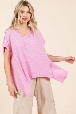 Mittoshop Mineral Wash Waffle Knit Pointed Hem Oversized Top -Little Loom Store 2c1e3669 1204 46ac ad3f ad7a2ad28039 Min