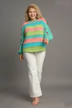 Umgee Full Size Color Block Cable Knit Sweater With Pom Pom Plus Size -Little Loom Store 2cb8ccb2 b9d8 4f7f b321 ae78ea7d8487 Min