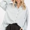 Mittoshop Button Down Striped Long Sleeve Shirt