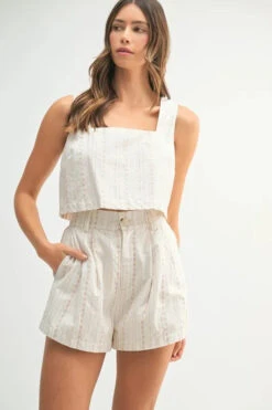 MABLE Square Neck Crop Top And Shorts Set