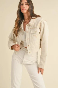 MABLE Embroidered Quilted Cropped Jacket