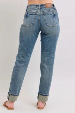Judy Blue Full Size Mid Rise Vintage Wash Double Roll Cuff Boyfriend Jeans Plus Size -Little Loom Store 2ed8f1e8242b4083a86c99708d6fb698 Max Origin