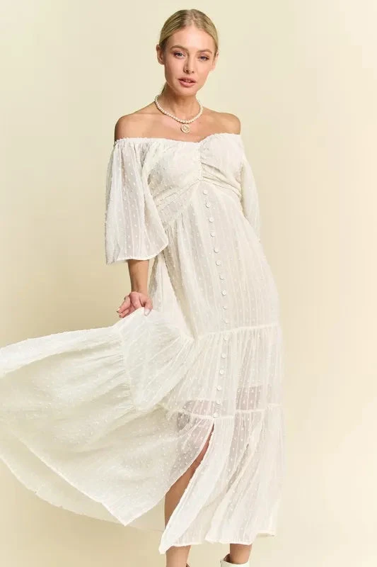 Davi & Dani Swiss Dotted Ruched Ruffle Open Back Midi Dress 6 Davi & Dani Swiss Dotted Ruched Ruffle Open Back Midi Dress - Image 4