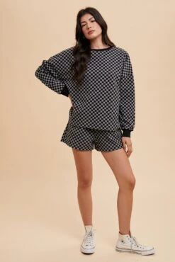 Annie Wear Checkered Round Neck Top And Drawstring Shorts Set -Little Loom Store 3144c46f 29f6 44a8 a54e 2aa536ef02f1 Max