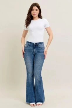 Judy Blue Full Size Mr Vintage Wash Flare Jeans W/ Destroy And Fray Hem Plus Size -Little Loom Store 331a5ebe43f94837ae3bdc28e78f8065 Max Origin